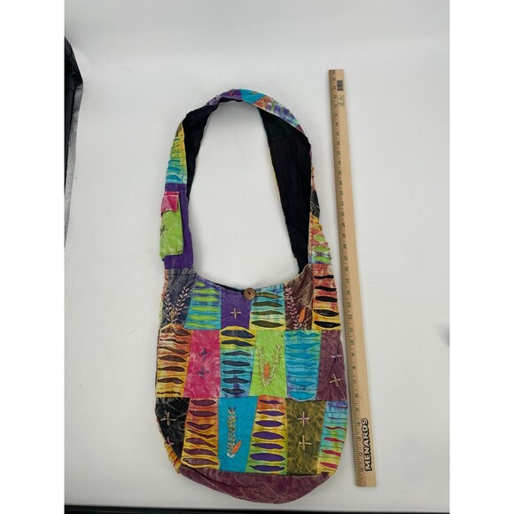 Tie Dye Hippie Hobo Colorful Artsy Shoulder Crossbody Bag Cotton Satchel Nepal - Picture 6 of 8